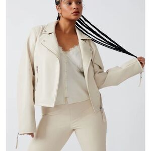 Steve Madden leather jacket in bone color - worn once, in brand new condition